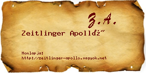 Zeitlinger Apolló névjegykártya